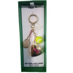 *New In Box* Piper K Tennis Racket Ball and Locket Bag Charm Keychain